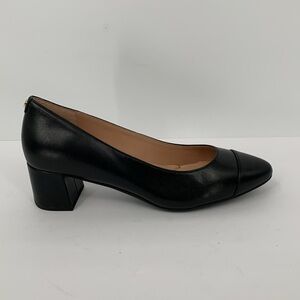 Cole Haan Go-To block heel pump black leather chunky pointed toe spectator new 6